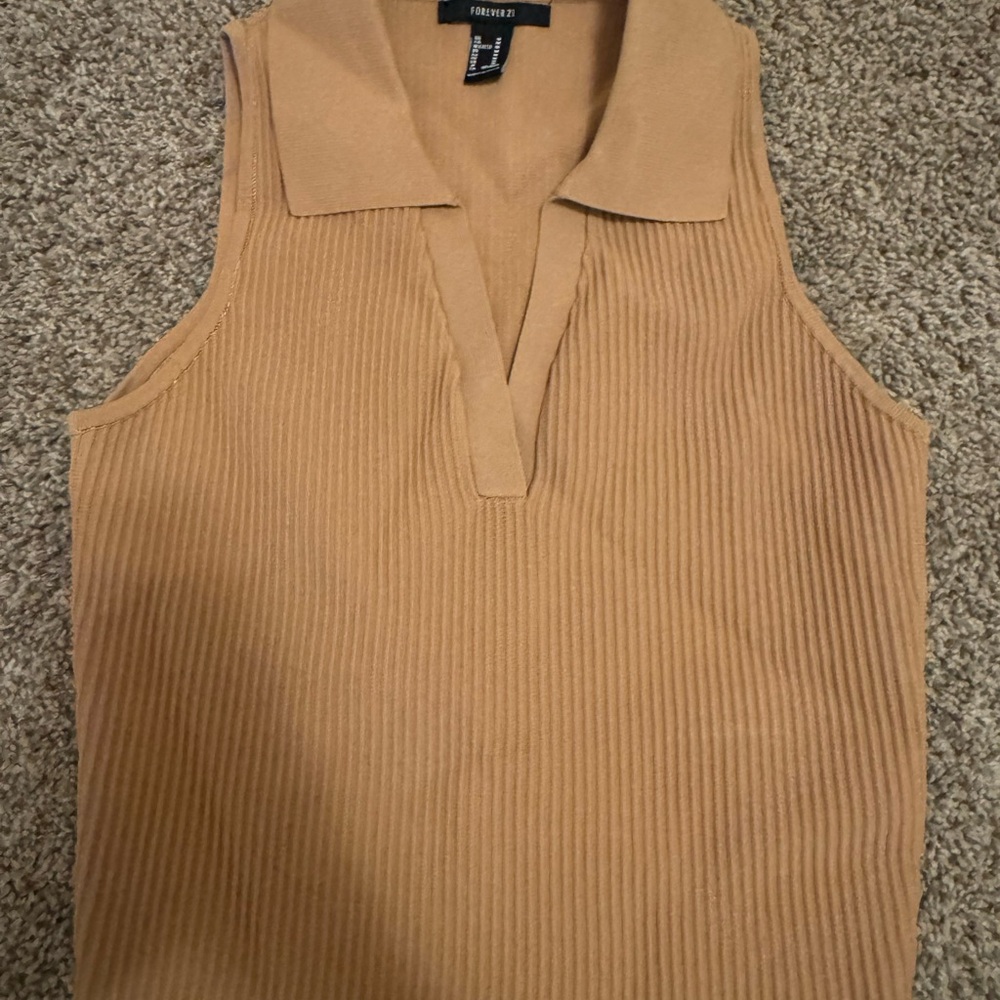 Forever 21 Tan Ribbed Sleeveless Top